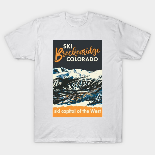 Yellow Breckenridge Vintage Ski Poster T-Shirt by ROEDERcraft